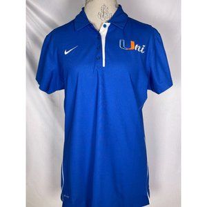 University of Miami Hurricanes Nike Grind Blue Dri Fit Polo Shirt Women's XL